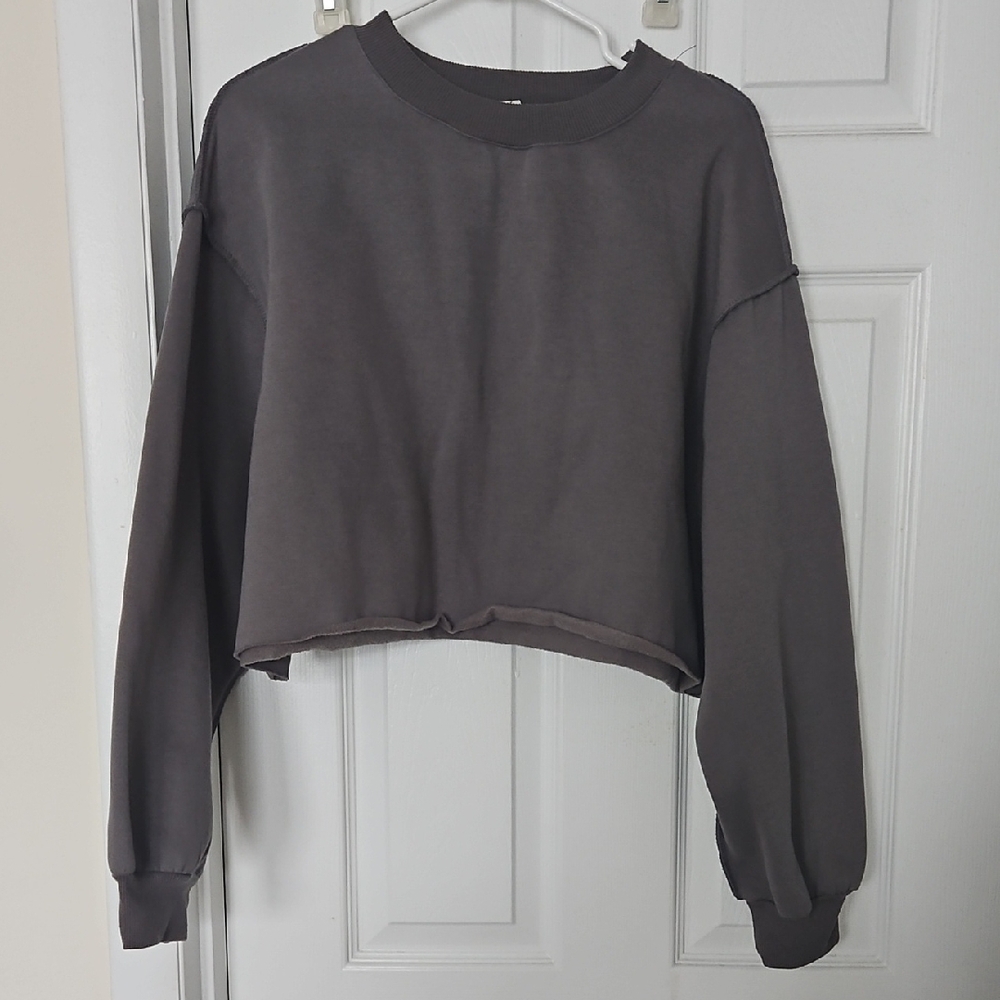Charcoal Cropped Sweatshirt for Women